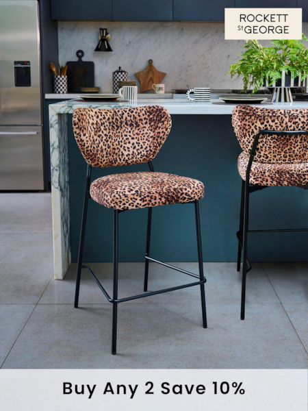 Rockett St George Leopard Love Velvet Perfect Bar Stool (N14146) | £199