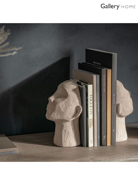 Gallery Home Cream Characterful Sculpted Head Bookends (N14310) | £44