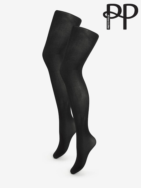 Pretty Polly 2 Pack Black 120 Denier Opaques 3D Shine Tights (N14399) | £18