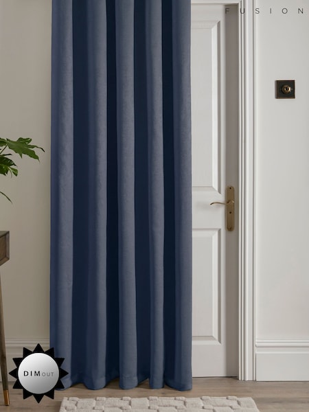 Fusion Blue Strata Room Darkening Woven Eyelet Single Panel Curtain (N14500) | £50