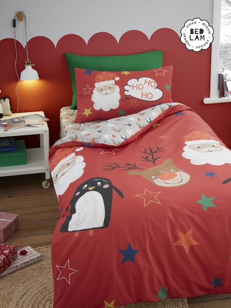 Bedlam Red Ho Ho Ho Reversible Christmas Duvet Cover Set (N14524) | £18 - £25