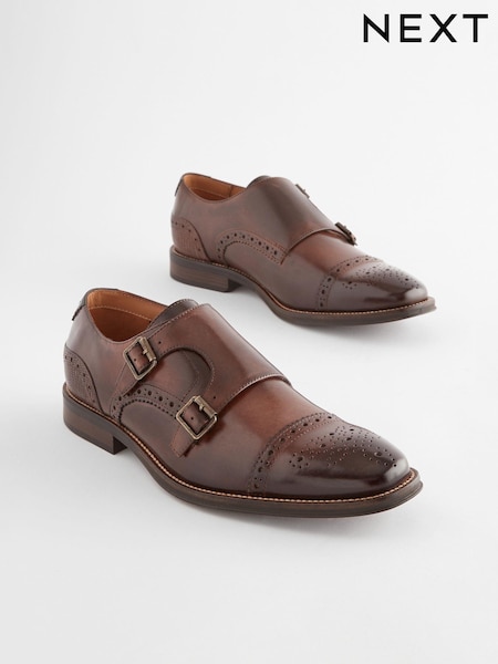 Brown Double Monk Shoes (N15279) | £62