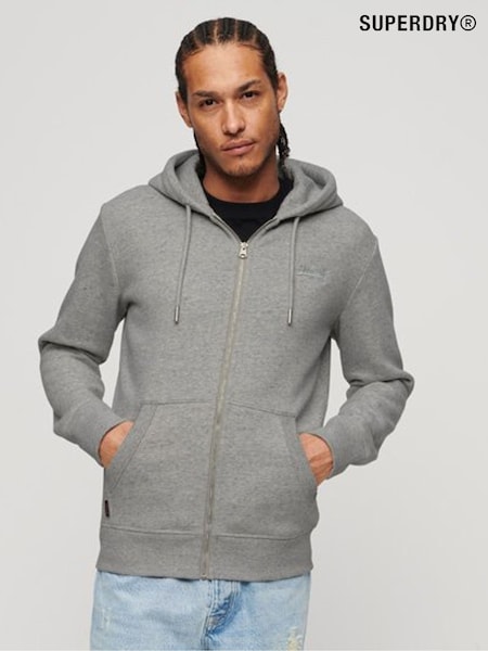 Superdry Grey/White Essential Logo Zip-Up Hoodie (N15512) | £55