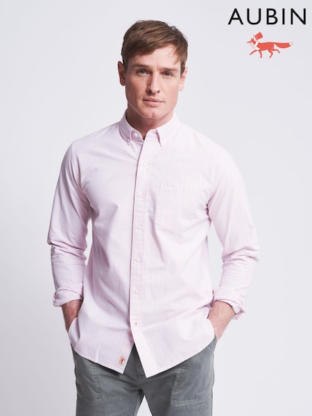 Aubin Pink Aldridge Oxford Button Down 100% Cotton Shirt (N16295) | £79
