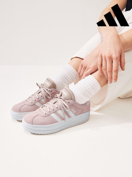 adidas Pink/White VL Court Bold Trainers (N17051) | £70