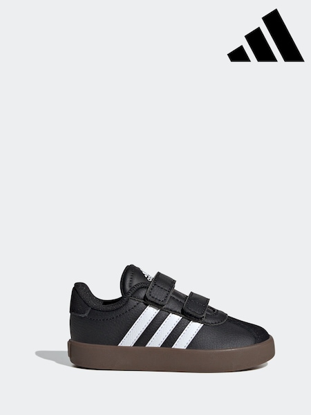 adidas Black/White VL Court 3.0 Hook and Loop Trainers (N17129) | £30