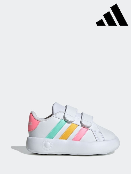 adidas White/Multi Kids Grand Court 2.0 Shoes (N17134) | £23
