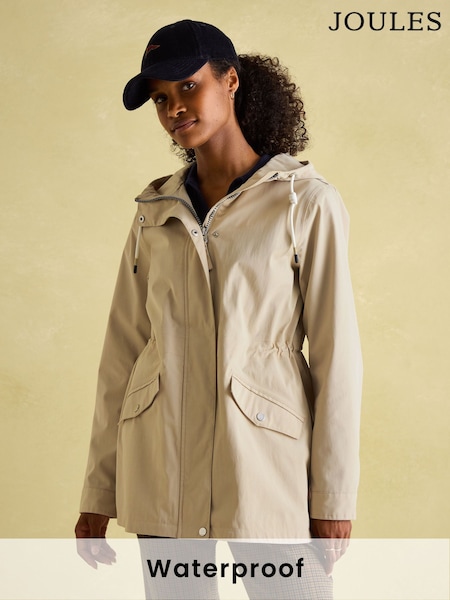 Joules Portwell Beige Waterproof Raincoat With Hood (N17262) | £89