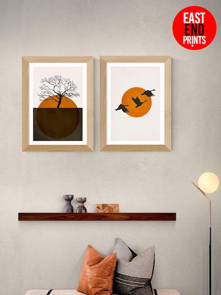 East End Prints Orange Days of Silence Wall Set by Kubistika (N18589) | £90 - £245