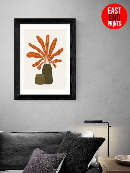 East End Prints Natural Two Green Vases and Orange Plant by Alisa Galitsyna (N18603) | £50 - £130