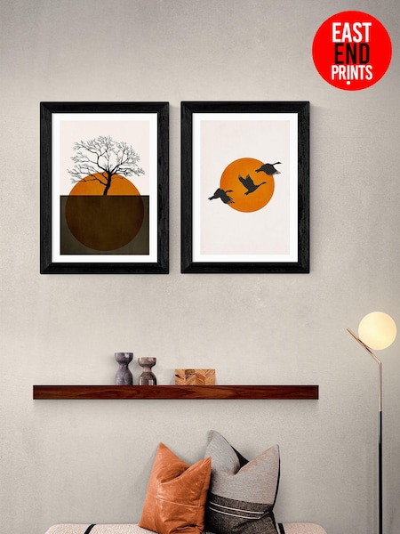 East End Prints Orange Days of Silence Wall Set by Kubistika (N18604) | £90 - £245