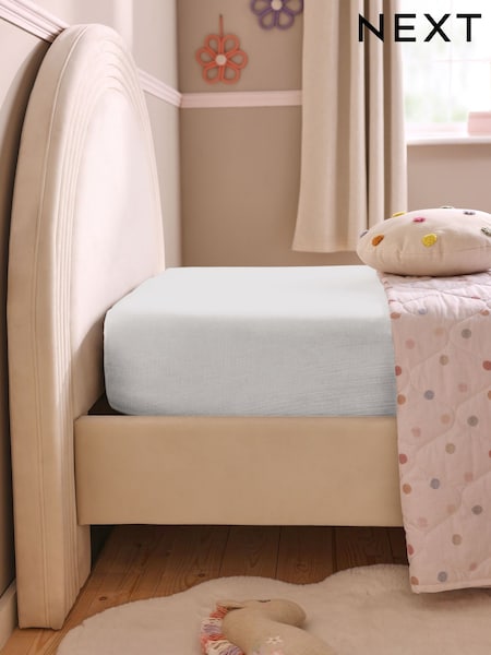 White 100% Cotton Muslin Fitted Sheet (N20059) | £18 - £26