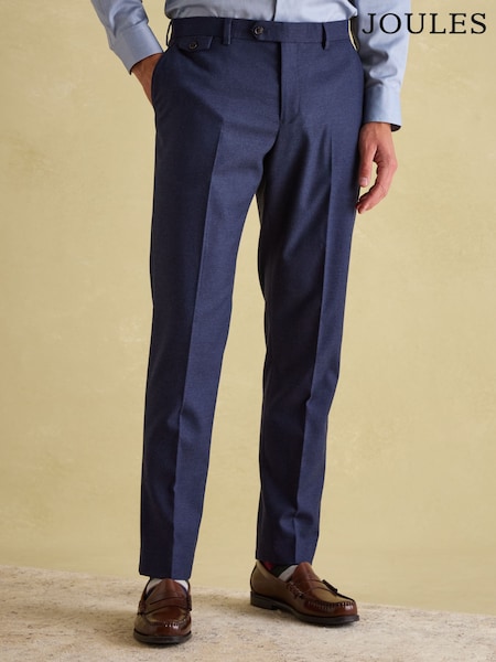 Joules Blue Slim Fit Flannel Suit Trousers (N20090) | £69