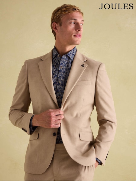 Joules Tan Brown Slim Fit Flannel Suit Jacket (N20103) | £130