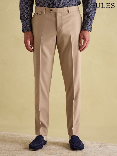 Joules Tan Brown Slim Fit Flannel Suit Trousers (N20108) | £69
