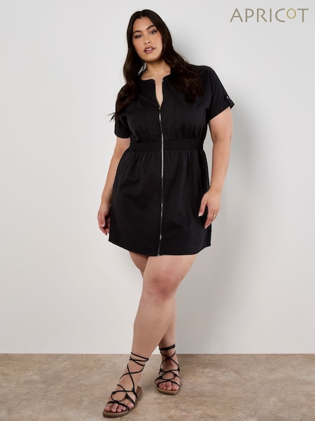 Apricot Black Zip Through Utility Dress (N20180) | £46