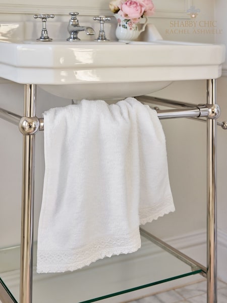 Shabby Chic by Rachel Ashwell® White Crochet Lace 100% Cotton Towel (N20642) | £12 - £32