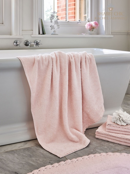 Shabby Chic by Rachel Ashwell® Soft Pink Crochet Lace 100% Cotton Towel (N20643) | £12 - £32