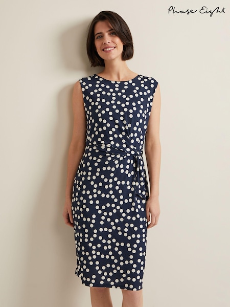 Phase Eight Blue Josey Jersey Spot Bodycon Midi Dress (N20860) | £99