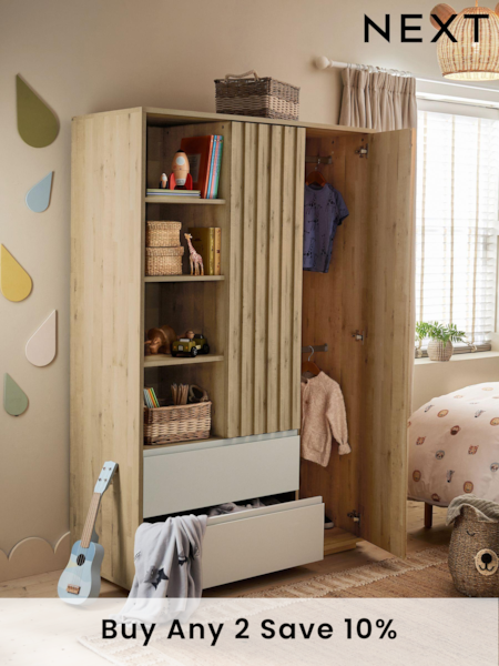 Light Oak Effect Kids Oslo Bronx Triple Wardrobe (N21046) | £750