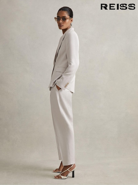 Reiss Light Grey Farrah Single Breasted Suit Blazer with TENCEL™ Fibers (N21553) | £68