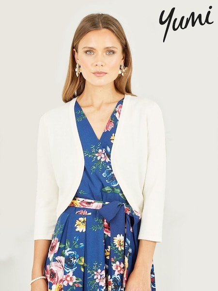 Yumi White Knitted Curve Bolero (N21900) | £36