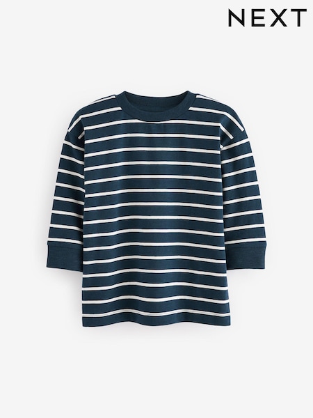 Navy Blue/White Long Sleeve Stripe T-Shirt (3mths-7yrs) (N22024) | £5.50 - £7.50