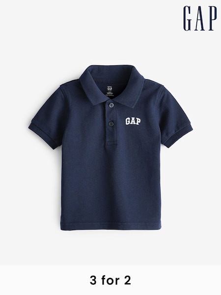 Gap Navy Blue Logo Pique Short Sleeve Polo Shirt (Newborn-5yrs) (N22267) | £10