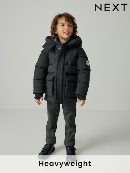 Clarks Black Boys Padded Hooded Coat (N22943) | £65 - £70