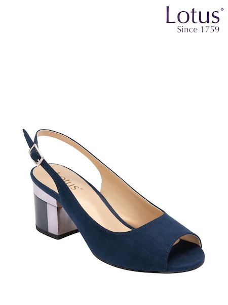 Lotus Blue Slingback Block-Heel Shoes (N23234) | £65