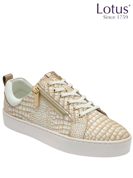 Lotus Gold Leather Zip-Up Trainers (N23274) | £70