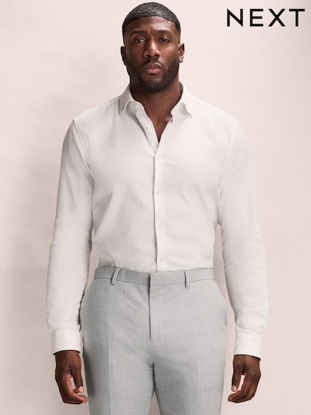 White Muscle Fit Motionflex Textured Shirt (N23323) | £38