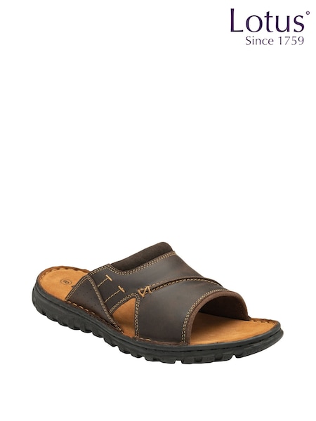 Lotus Brown Open-Toe Mule Sandals (N23386) | £45