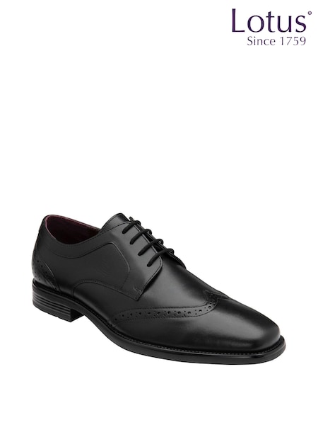 Lotus Black Leather Lace-Up Brogues (N23413) | £55