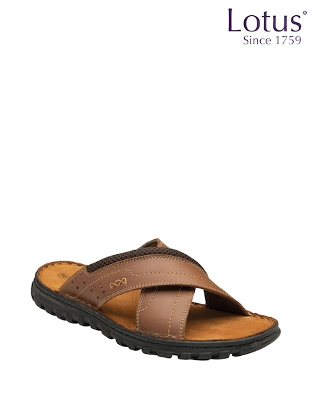 Lotus Tan Brown Leather Mule Sandals (N23434) | £50