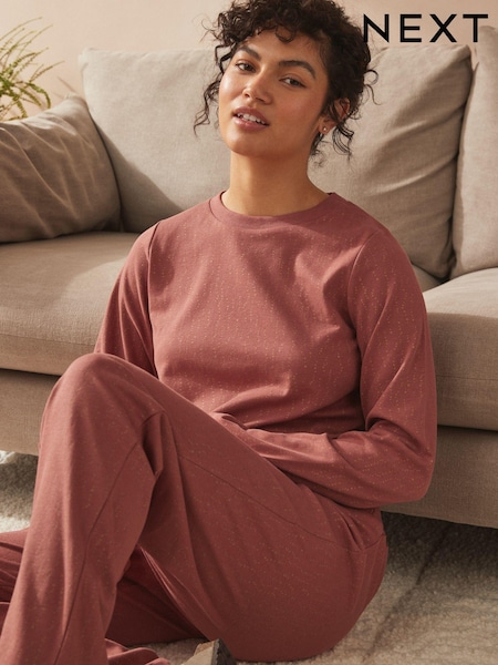Rosewood Spot 100% Cotton Long Sleeve Pyjamas (N23847) | £30