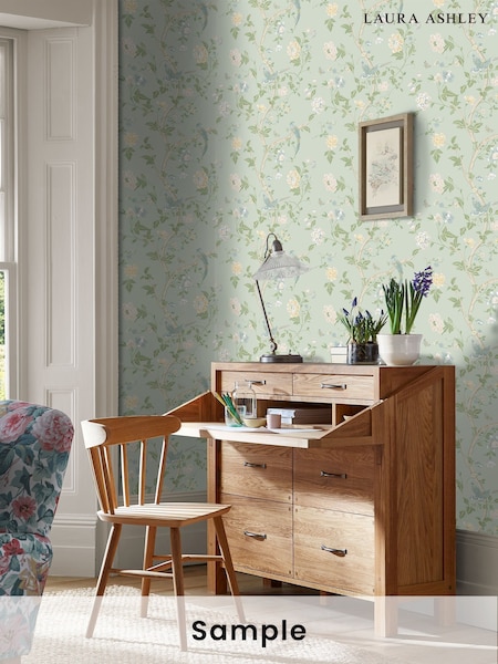 Laura Ashley Green Summer Palace A4 Wallpaper Sample (N24406) | £48