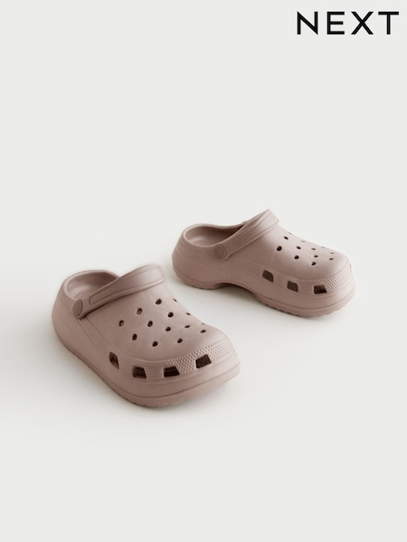 Taupe Brown Chunky Clogs (N24437) | £10 - £13