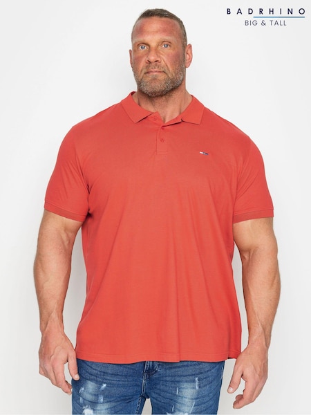 BadRhino Big & Tall Red 100% Cotton Polo Shirt (N24444) | £19