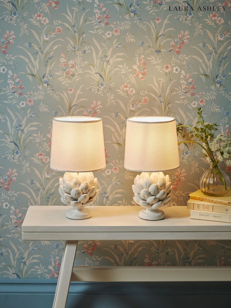 Laura Ashley Set of 2 Ivory Artichoke Table Lamps (N24464) | £75