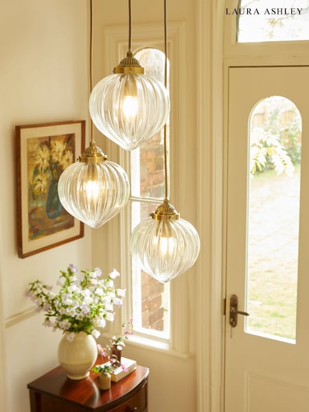 Laura Ashley Brass Whitham Pendant 3 Light Ceiling Light (N24478) | £170