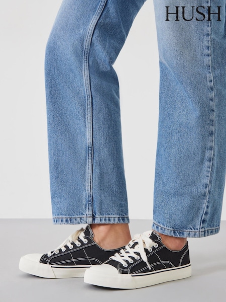 Hush Black Finley Canvas Trainers (N24589) | £59