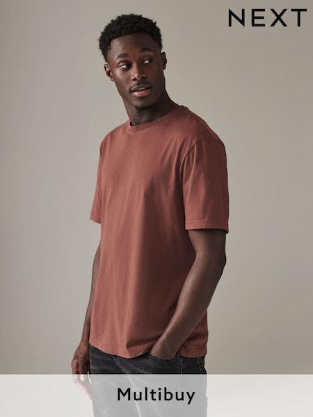 Brown Regular Fit Essential Crew Neck Cotton T-Shirt (N24882) | £8