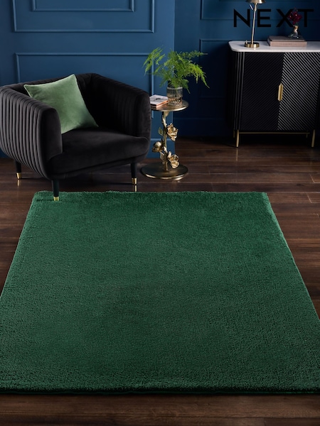 Bottle Green Cosy Washable Shaggy Rug (N24912) | £25 - £150
