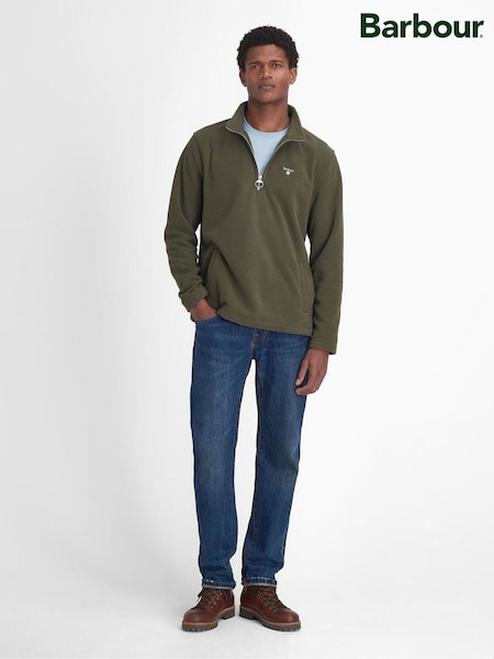 Barbour® Olive Green Quarter Zip Essentials Fleece (N24918) | £100