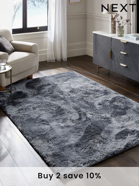Blue/Grey Collection Luxe Plush Rug (N24924) | £65 - £285