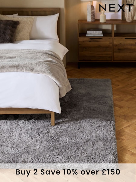 Charcoal Grey Collection Luxe Plush Rug (N24926) | £65 - £285