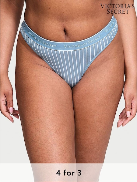 Victoria's Secret Faded Denim Blue Stripe Thong Knickers (N25120) | £9