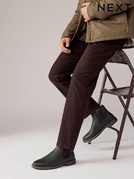 Black Waxy Leather Chelsea Boots (N25133) | £58