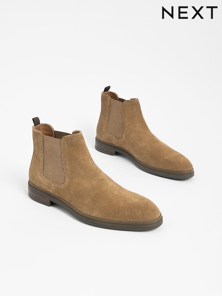 Stone Suede Chelsea Boots (N25164) | £58